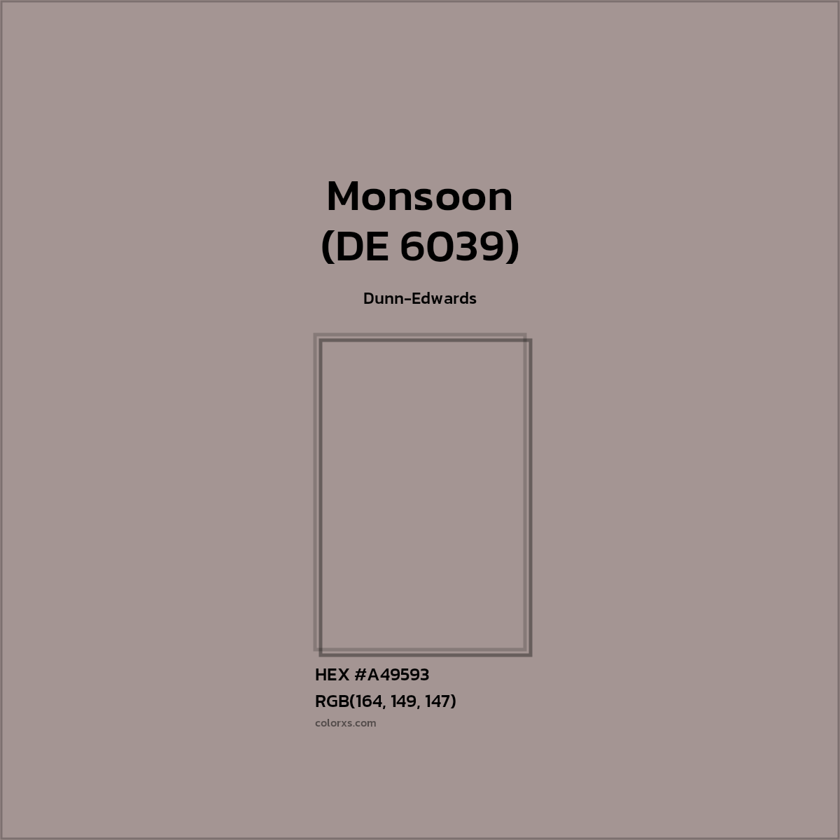 HEX #A49593 Monsoon (DE 6039) Paint Dunn-Edwards - Color Code