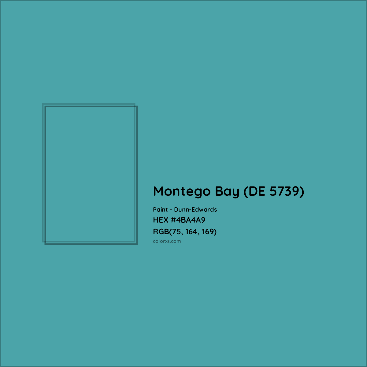 HEX #4BA4A9 Montego Bay (DE 5739) Paint Dunn-Edwards - Color Code