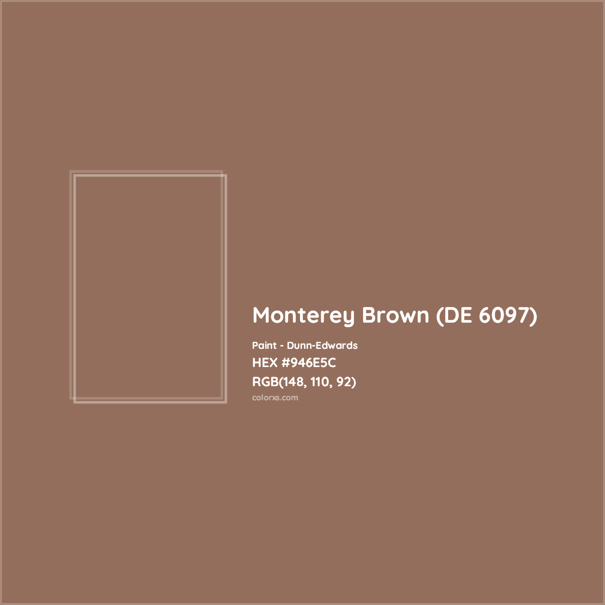 HEX #946E5C Monterey Brown (DE 6097) Paint Dunn-Edwards - Color Code