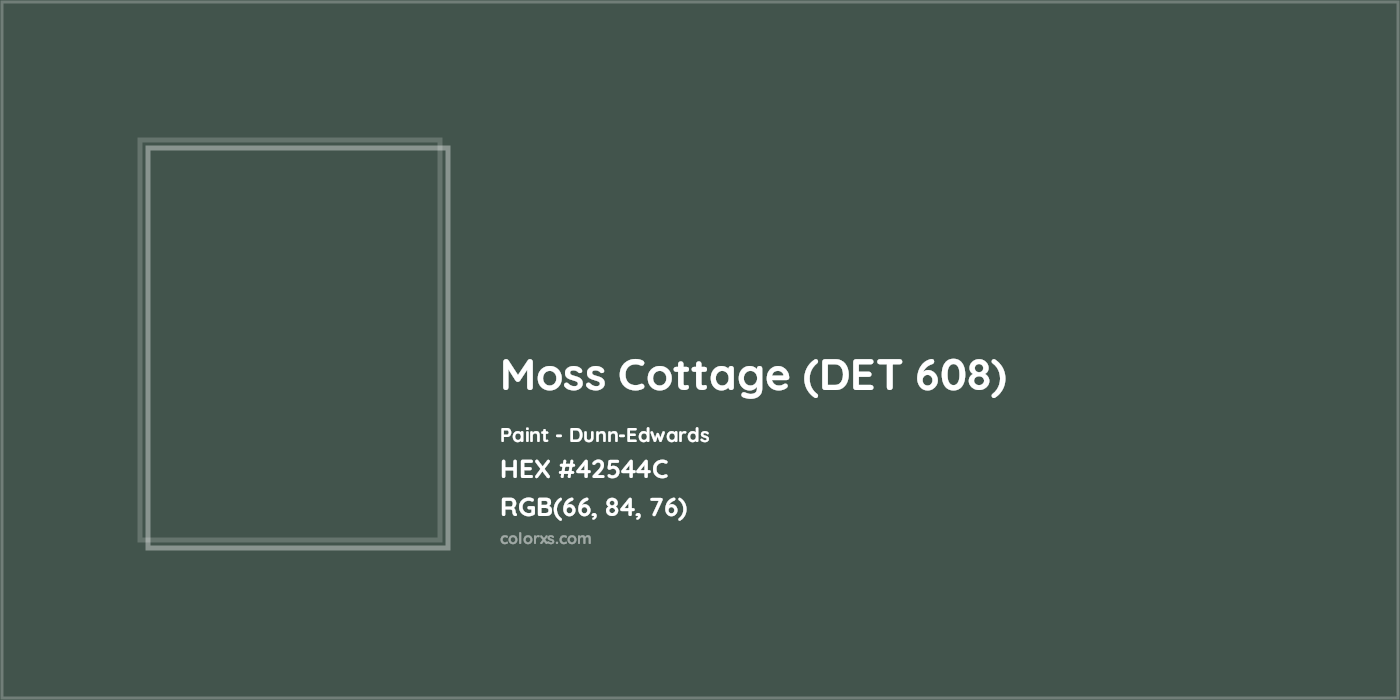 HEX #42544C Moss Cottage (DET 608) Paint Dunn-Edwards - Color Code
