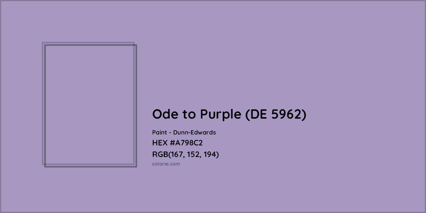 HEX #A798C2 Ode to Purple (DE 5962) Paint Dunn-Edwards - Color Code