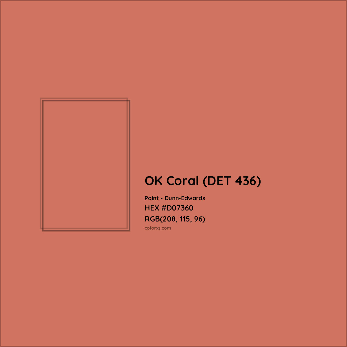 HEX #D07360 OK Coral (DET 436) Paint Dunn-Edwards - Color Code