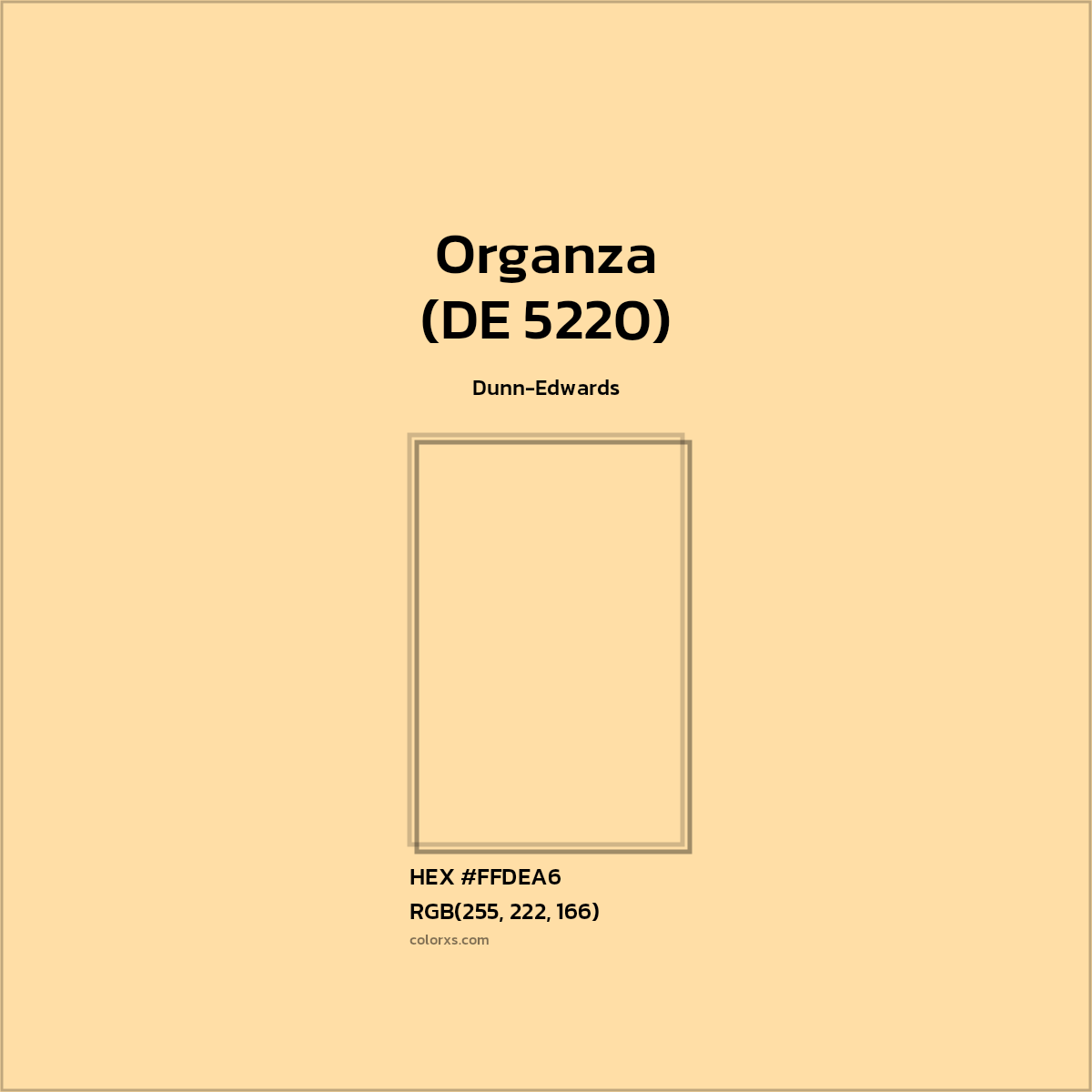 HEX #FFDEA6 Organza (DE 5220) Paint Dunn-Edwards - Color Code