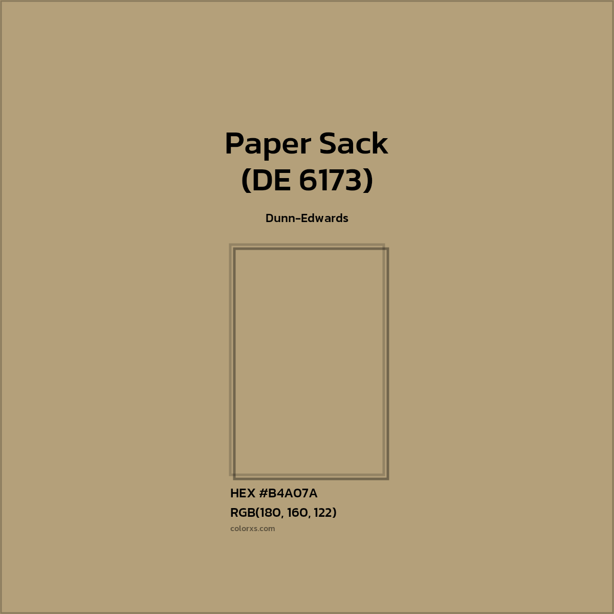 HEX #B4A07A Paper Sack (DE 6173) Paint Dunn-Edwards - Color Code