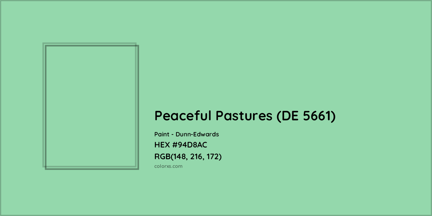 HEX #94D8AC Peaceful Pastures (DE 5661) Paint Dunn-Edwards - Color Code
