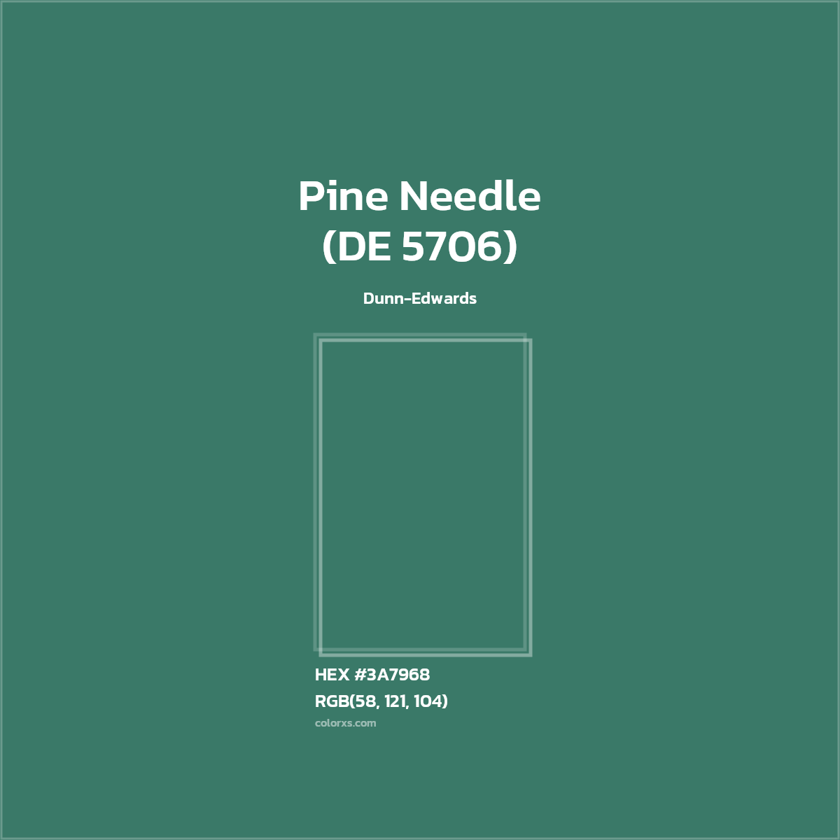 HEX #3A7968 Pine Needle (DE 5706) Paint Dunn-Edwards - Color Code