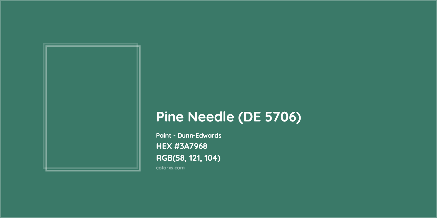 HEX #3A7968 Pine Needle (DE 5706) Paint Dunn-Edwards - Color Code