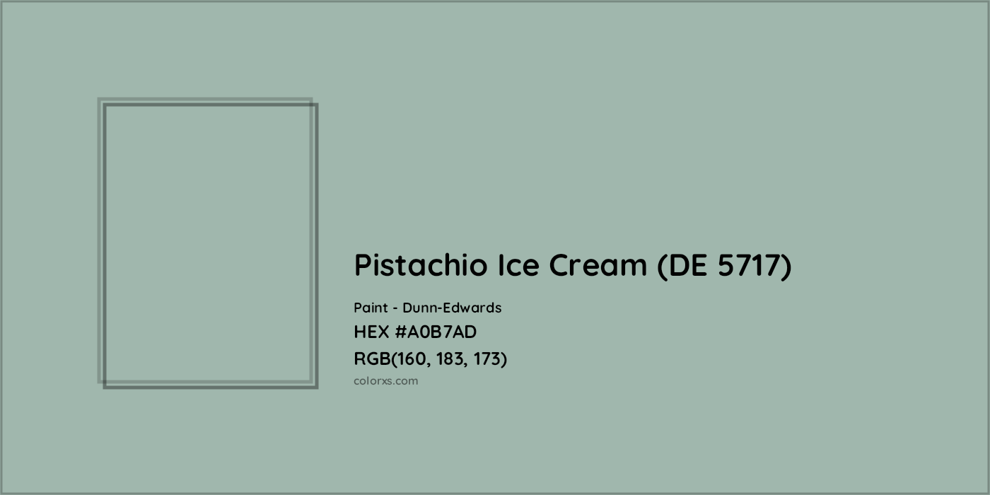 HEX #A0B7AD Pistachio Ice Cream (DE 5717) Paint Dunn-Edwards - Color Code