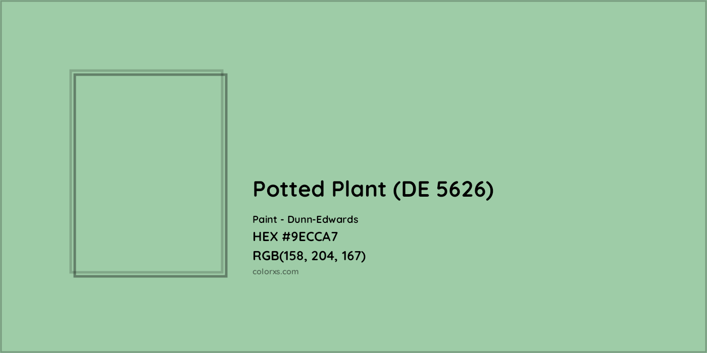 HEX #9ECCA7 Potted Plant (DE 5626) Paint Dunn-Edwards - Color Code