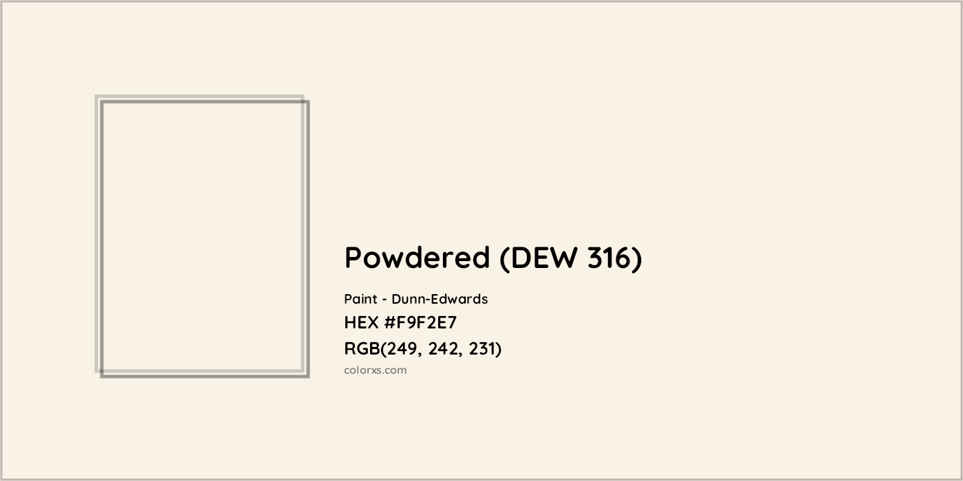 HEX #F9F2E7 Powdered (DEW 316) Paint Dunn-Edwards - Color Code