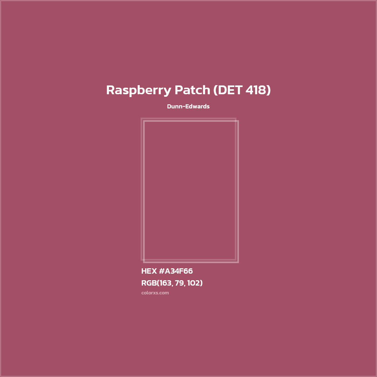 HEX #A34F66 Raspberry Patch (DET 418) Paint Dunn-Edwards - Color Code