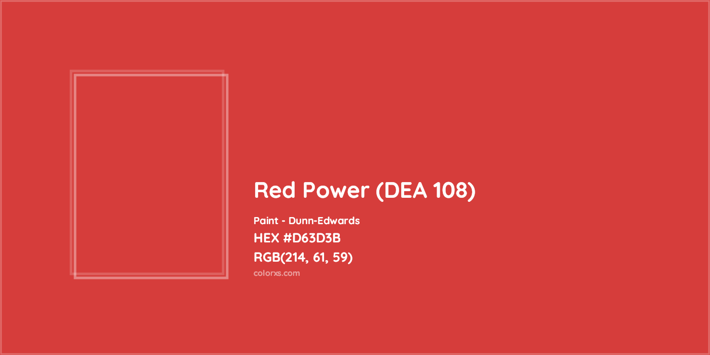 HEX #D63D3B Red Power (DEA 108) Paint Dunn-Edwards - Color Code