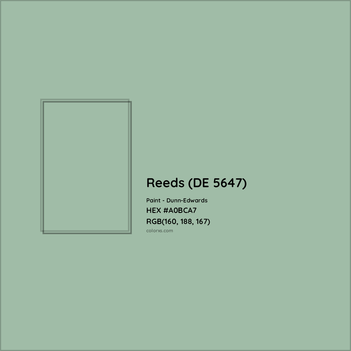 HEX #A0BCA7 Reeds (DE 5647) Paint Dunn-Edwards - Color Code
