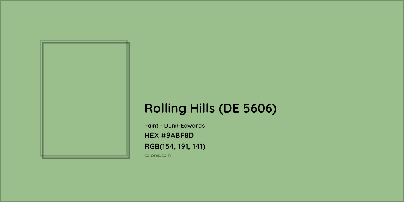 HEX #9ABF8D Rolling Hills (DE 5606) Paint Dunn-Edwards - Color Code