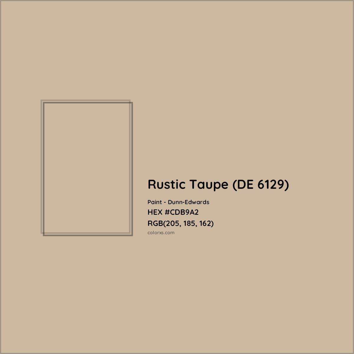 HEX #CDB9A2 Rustic Taupe (DE 6129) Paint Dunn-Edwards - Color Code
