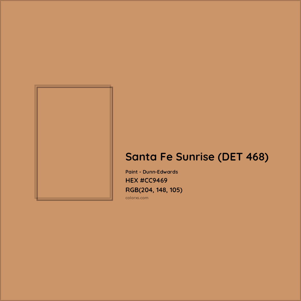 HEX #CC9469 Santa Fe Sunrise (DET 468) Paint Dunn-Edwards - Color Code