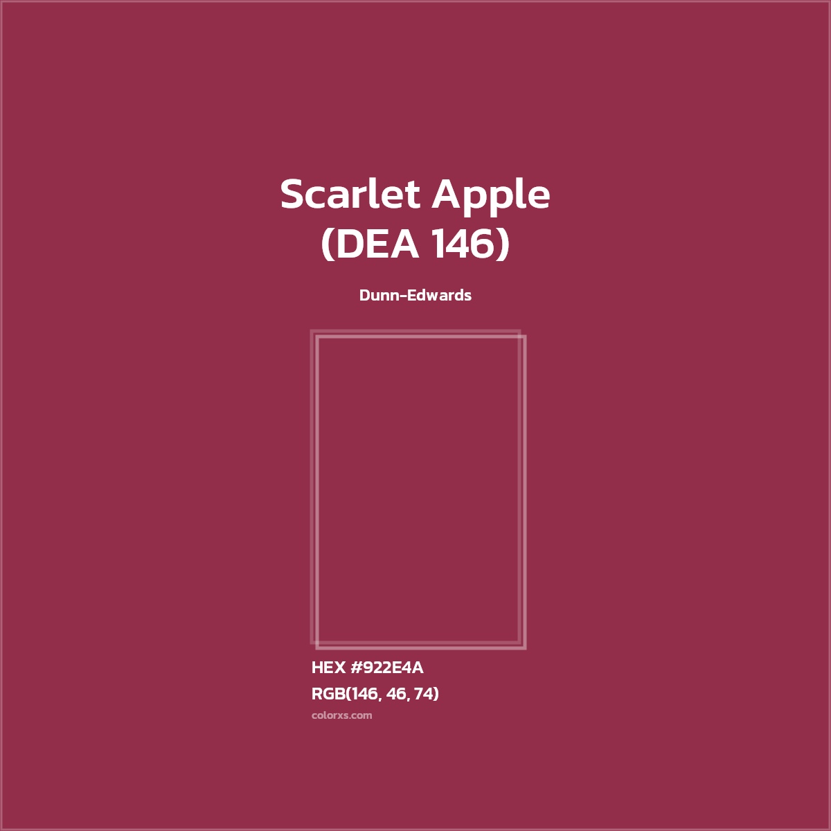 HEX #922E4A Scarlet Apple (DEA 146) Paint Dunn-Edwards - Color Code