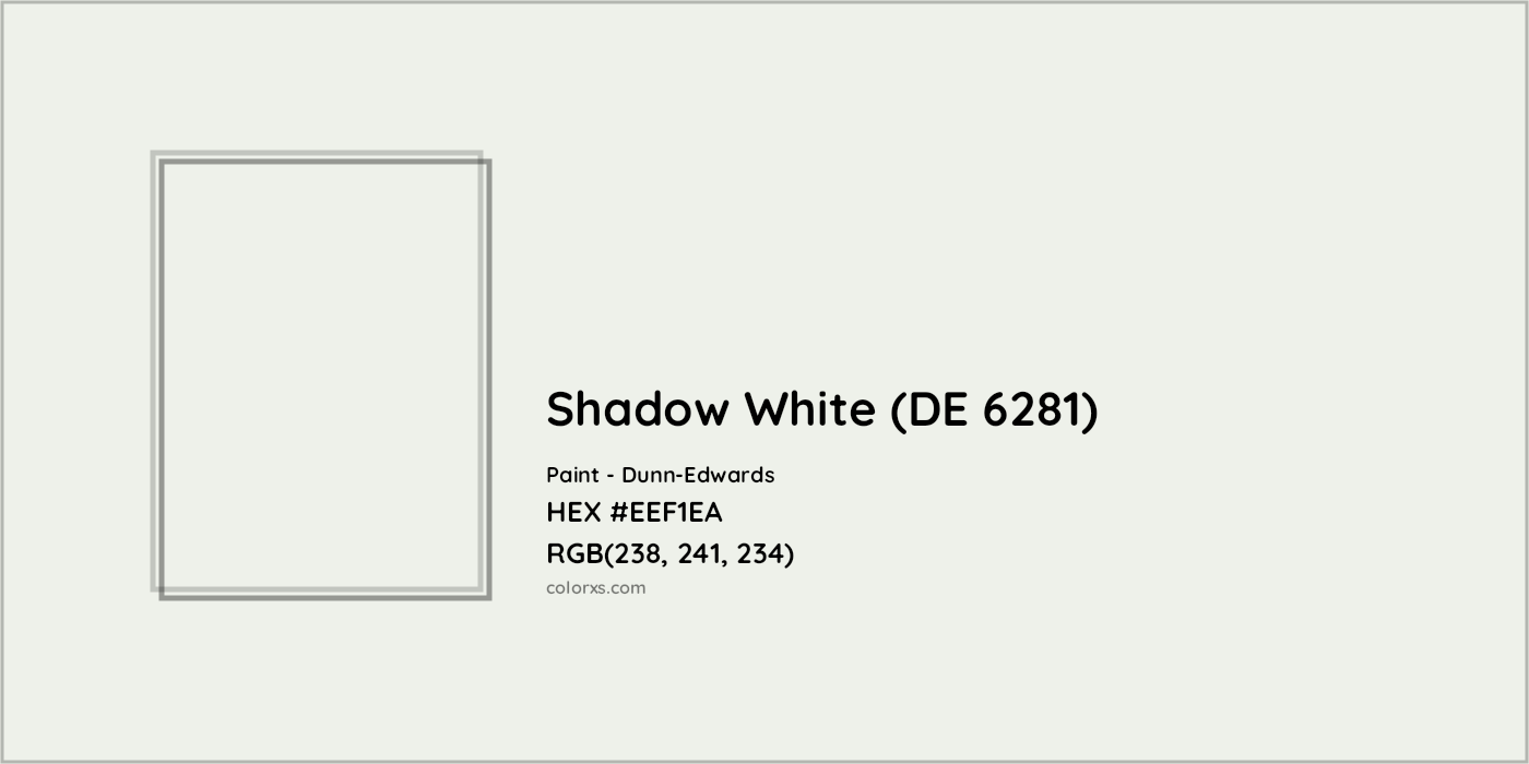 HEX #EEF1EA Shadow White (DE 6281) Paint Dunn-Edwards - Color Code