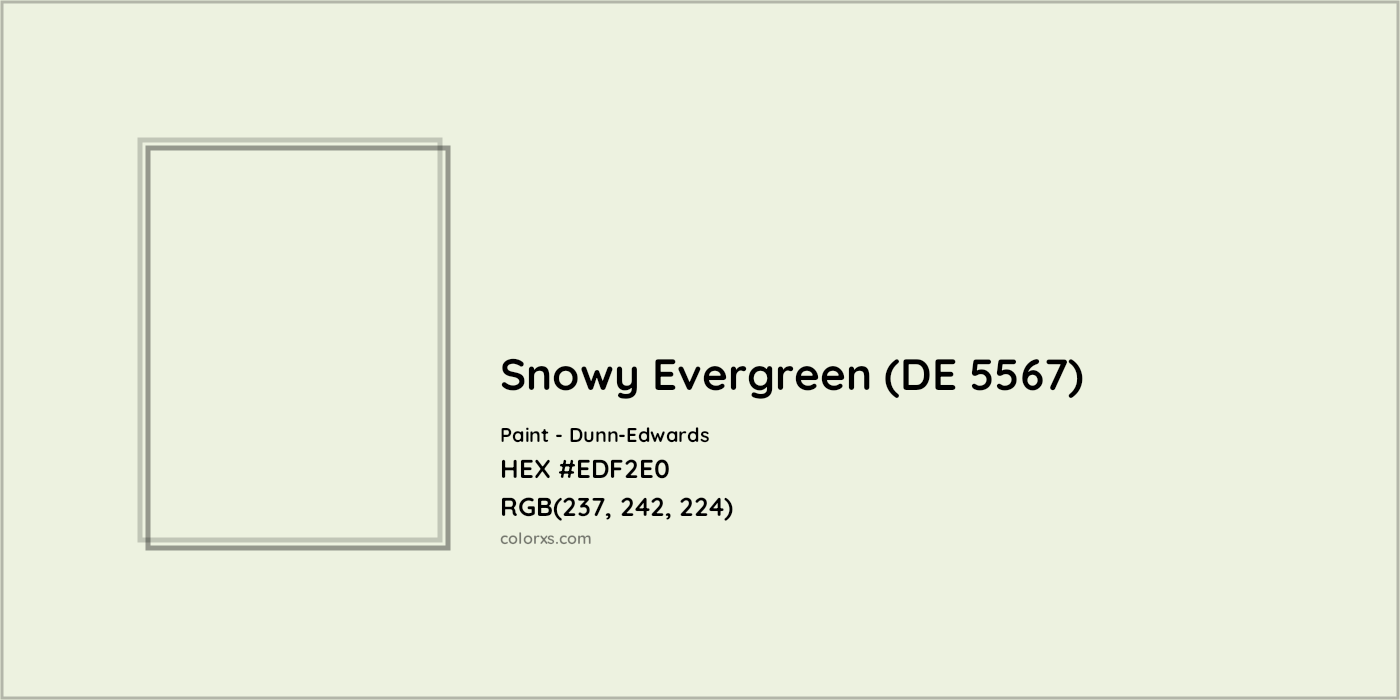HEX #EDF2E0 Snowy Evergreen (DE 5567) Paint Dunn-Edwards - Color Code