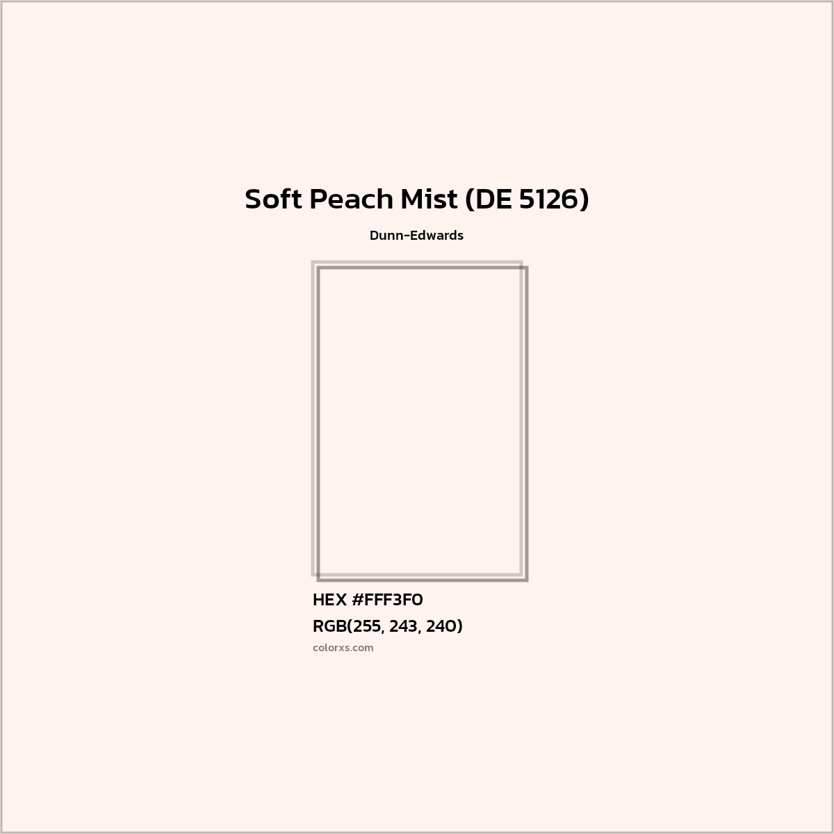 HEX #FFF3F0 Soft Peach Mist (DE 5126) Paint Dunn-Edwards - Color Code