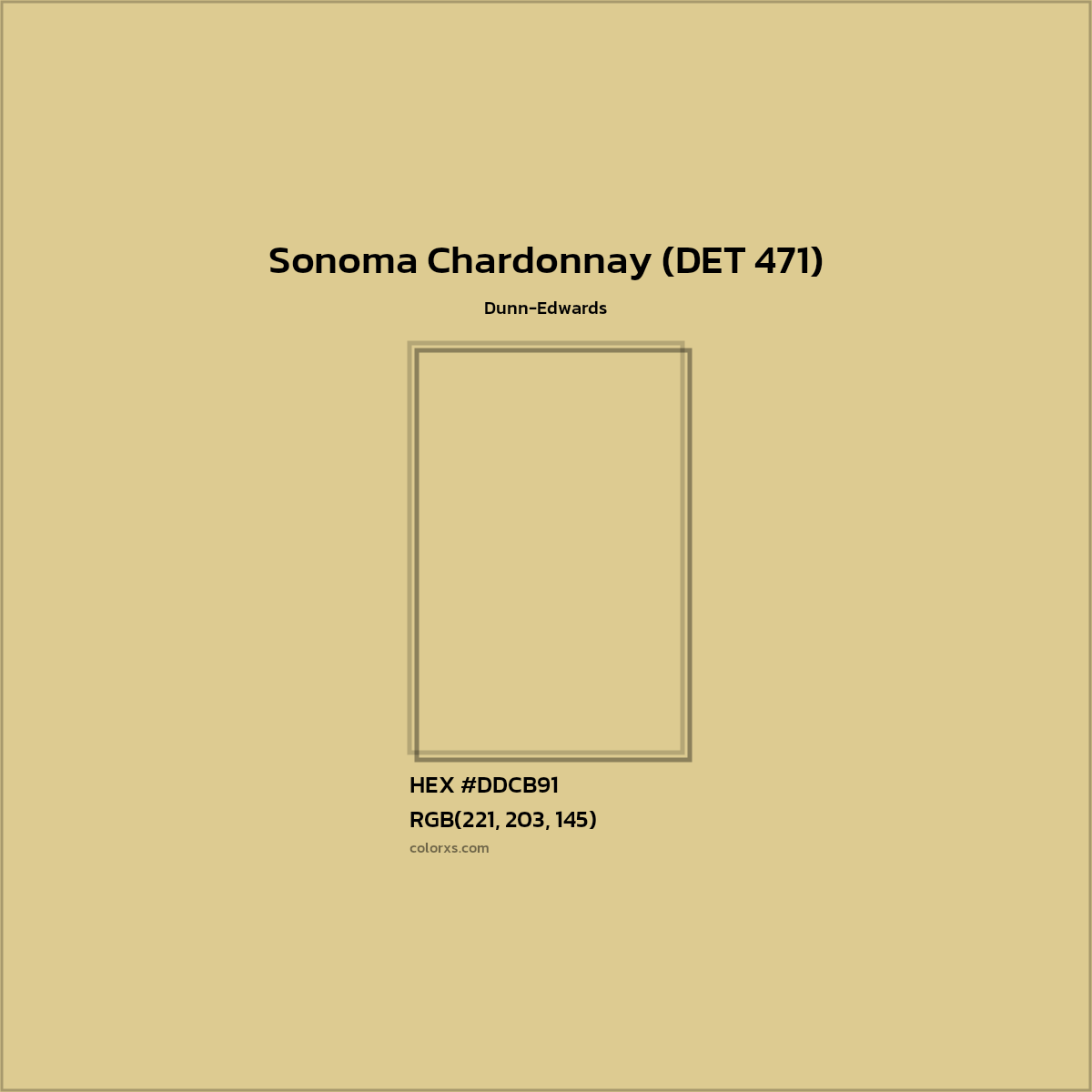 HEX #DDCB91 Sonoma Chardonnay (DET 471) Paint Dunn-Edwards - Color Code