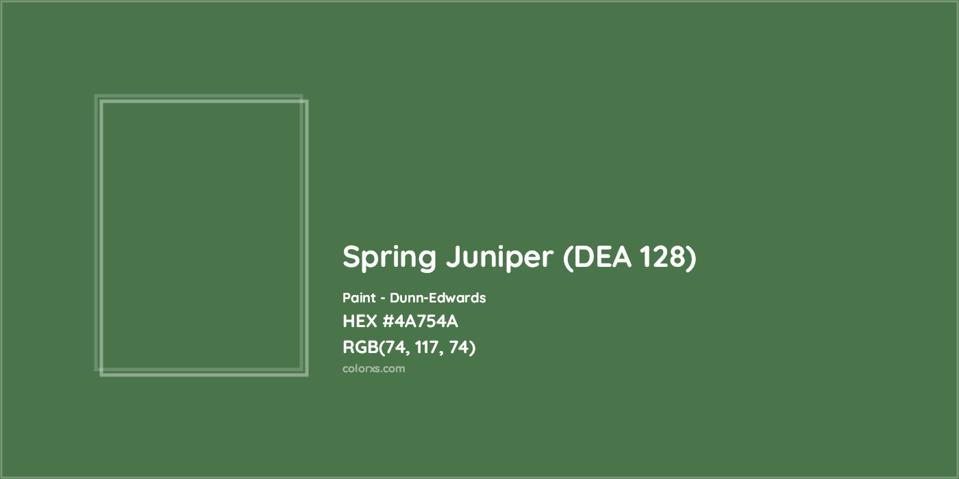 HEX #4A754A Spring Juniper (DEA 128) Paint Dunn-Edwards - Color Code