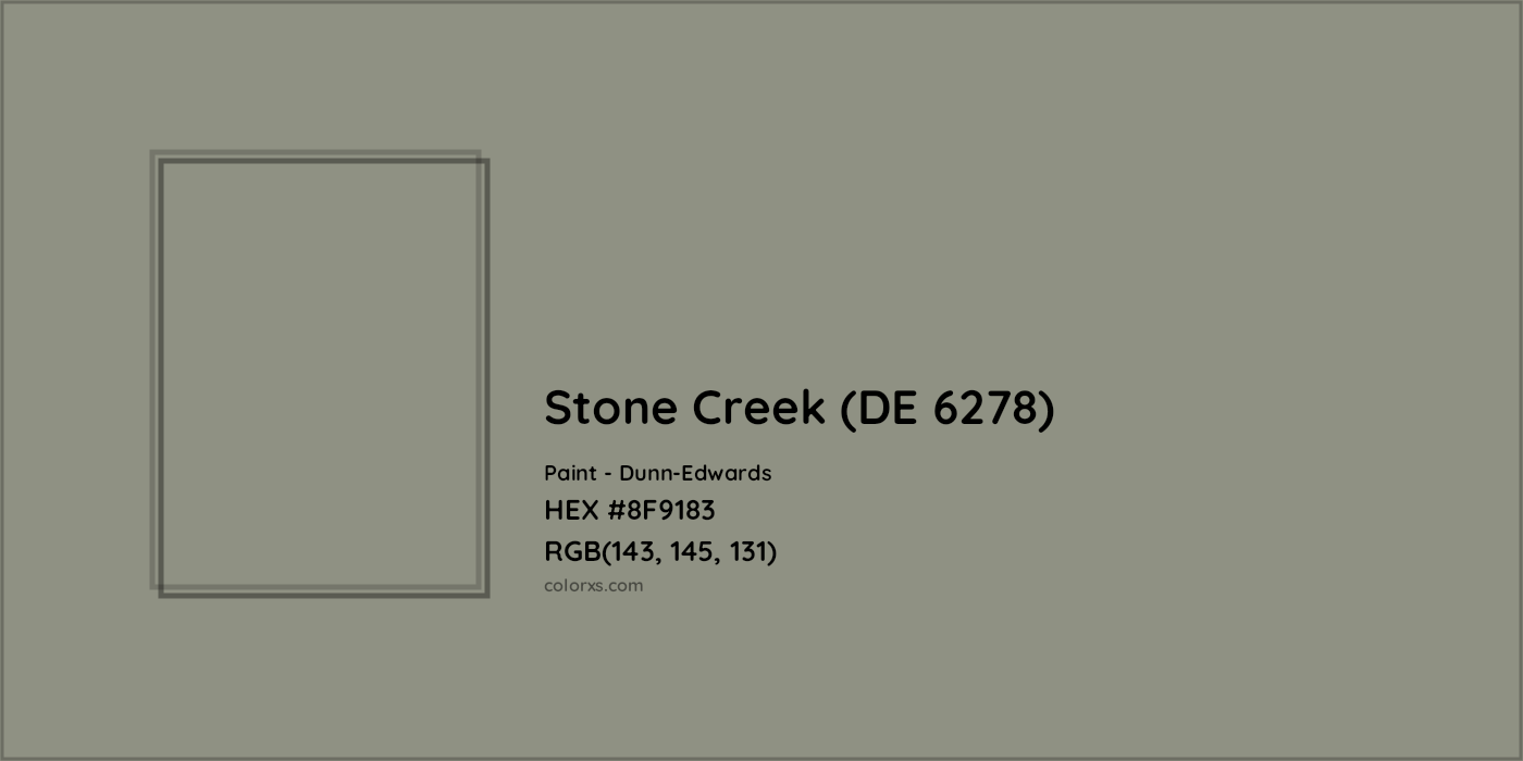 HEX #8F9183 Stone Creek (DE 6278) Paint Dunn-Edwards - Color Code