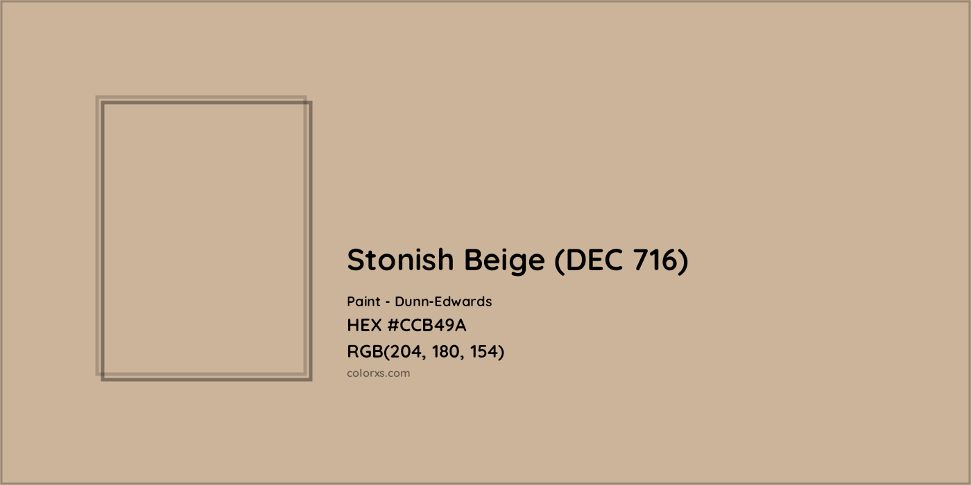 HEX #CCB49A Stonish Beige (DEC 716) Paint Dunn-Edwards - Color Code