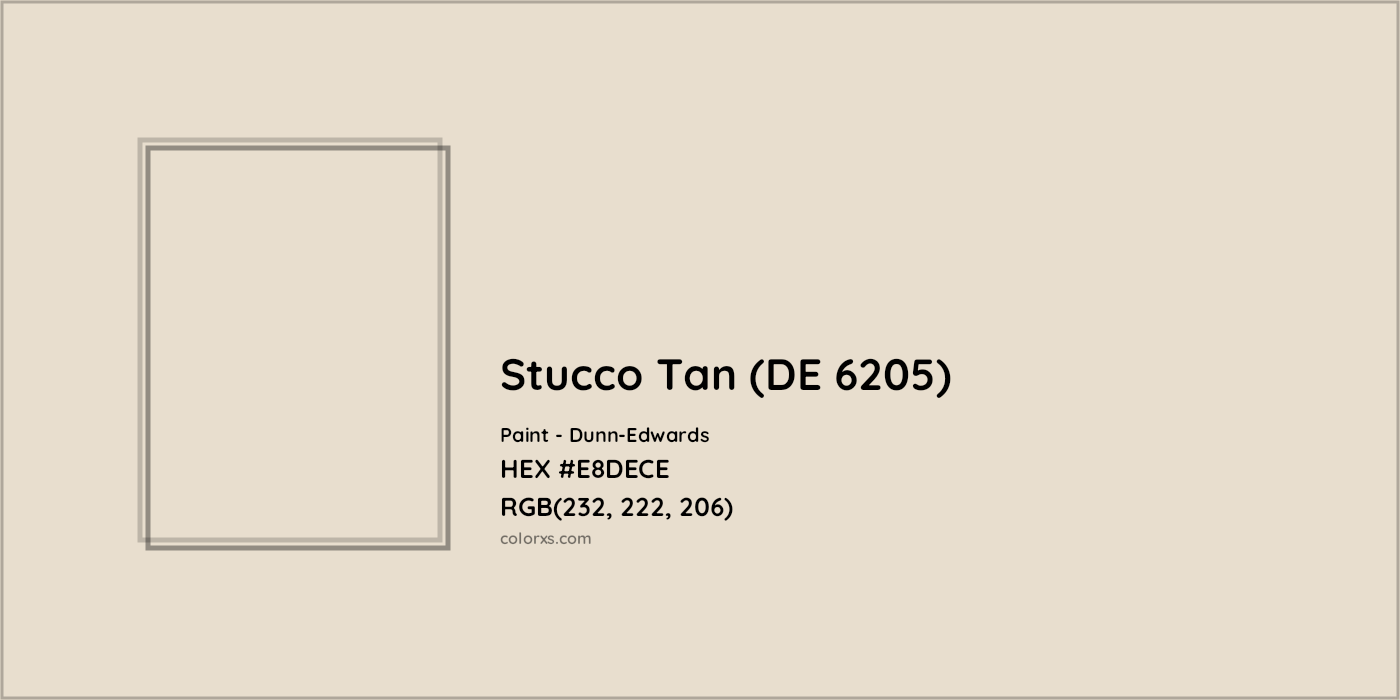 HEX #E8DECE Stucco Tan (DE 6205) Paint Dunn-Edwards - Color Code