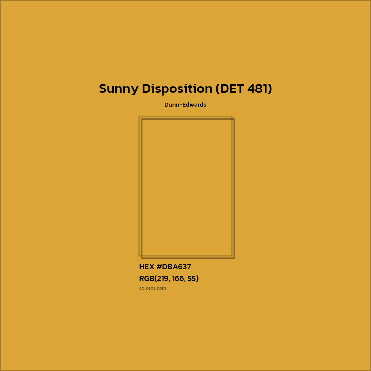 HEX #DBA637 Sunny Disposition (DET 481) Paint Dunn-Edwards - Color Code