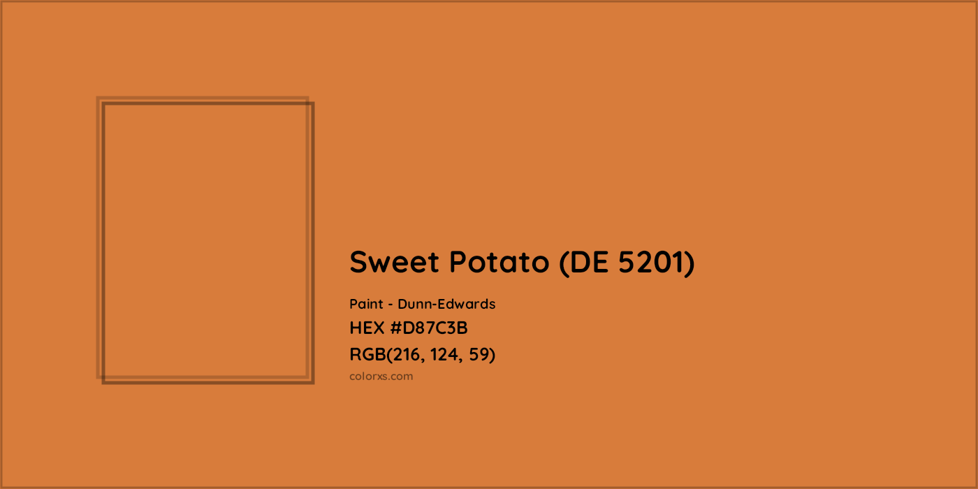 HEX #D87C3B Sweet Potato (DE 5201) Paint Dunn-Edwards - Color Code
