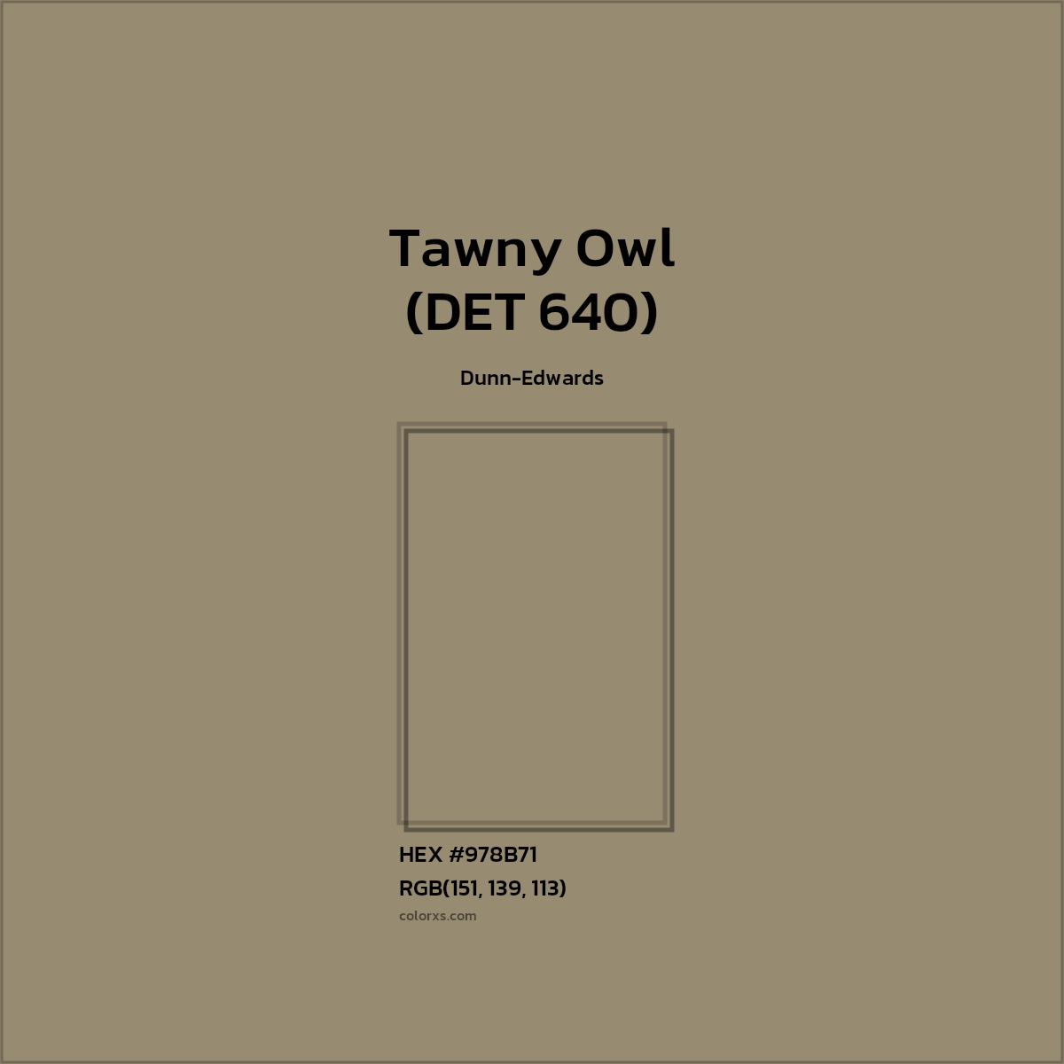 HEX #978B71 Tawny Owl (DET 640) Paint Dunn-Edwards - Color Code