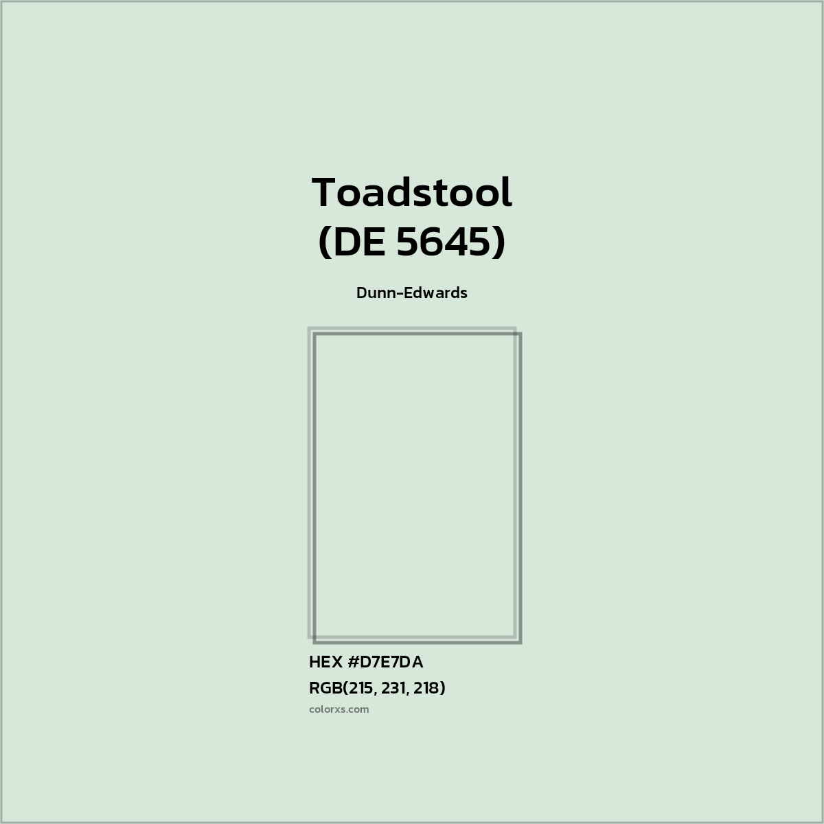 HEX #D7E7DA Toadstool (DE 5645) Paint Dunn-Edwards - Color Code