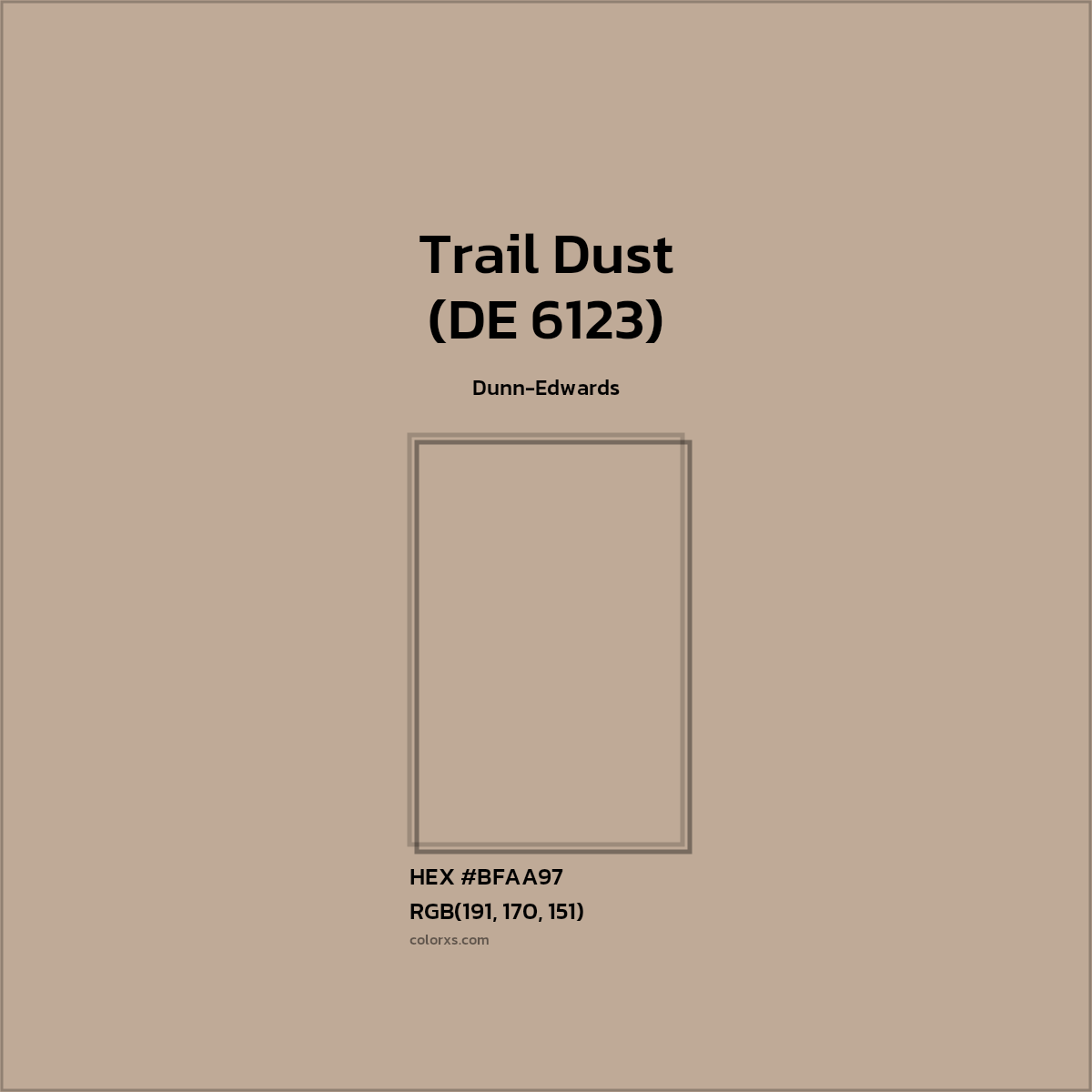 HEX #BFAA97 Trail Dust (DE 6123) Paint Dunn-Edwards - Color Code