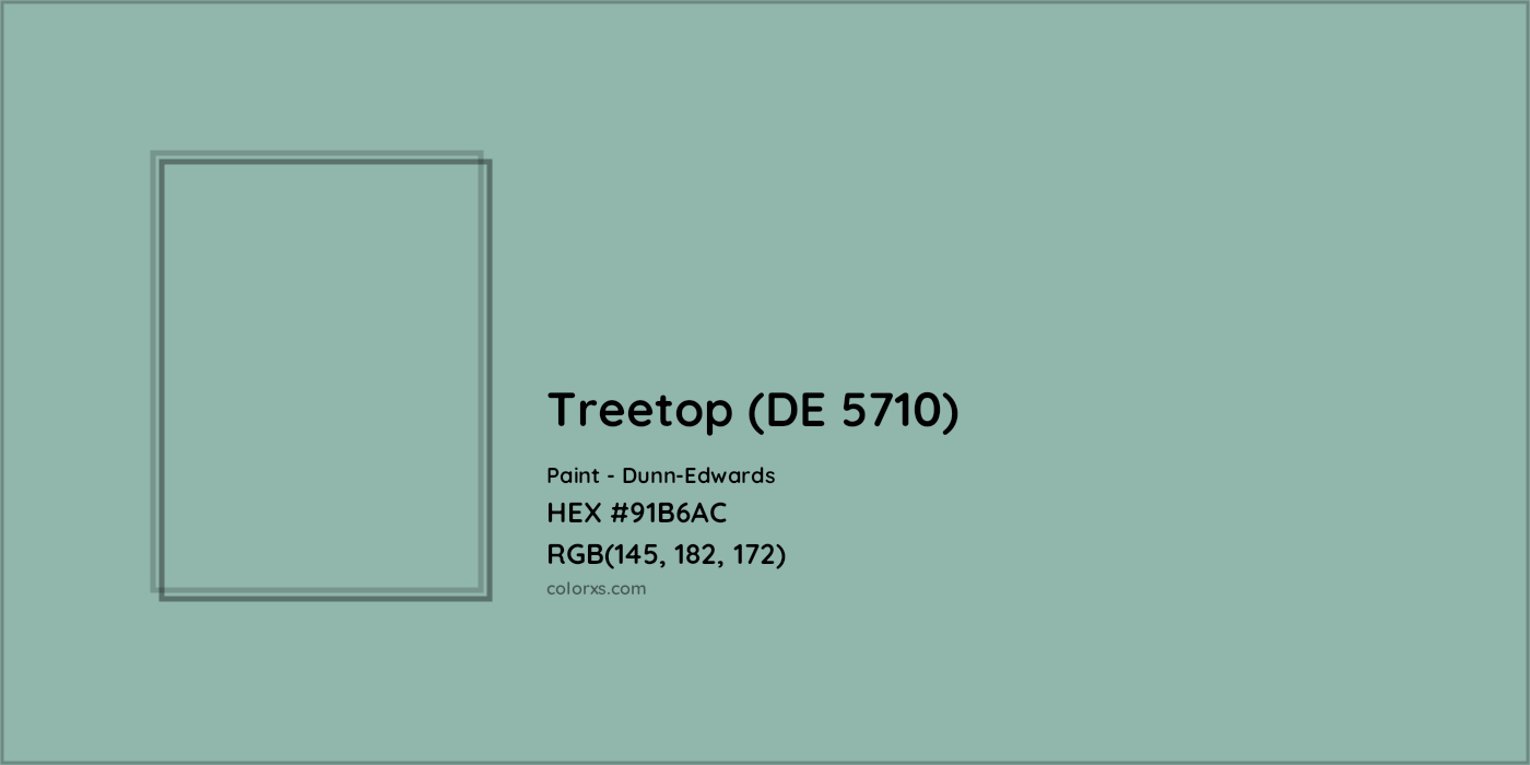 HEX #91B6AC Treetop (DE 5710) Paint Dunn-Edwards - Color Code