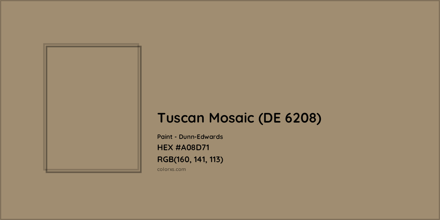 HEX #A08D71 Tuscan Mosaic (DE 6208) Paint Dunn-Edwards - Color Code