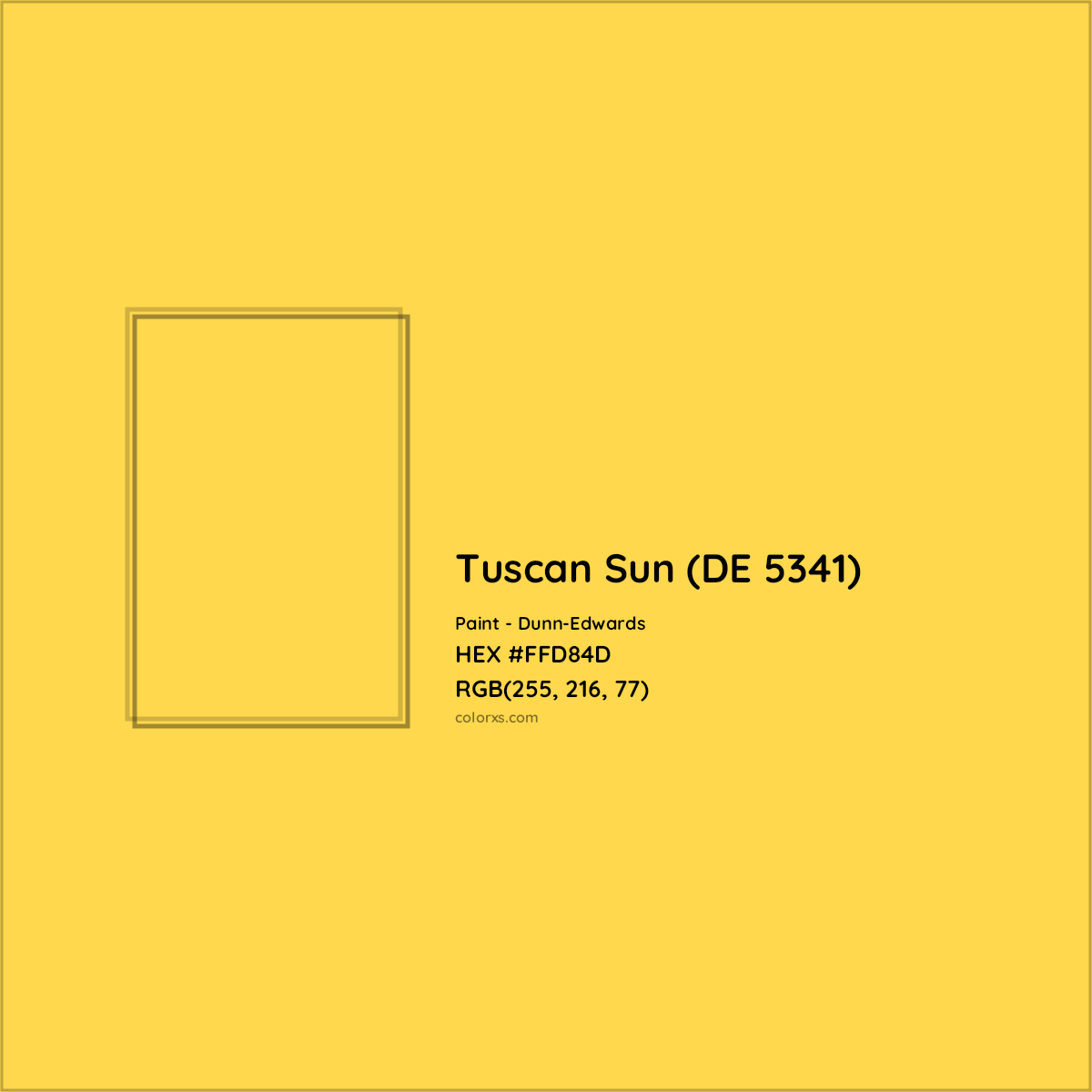 HEX #FFD84D Tuscan Sun (DE 5341) Paint Dunn-Edwards - Color Code