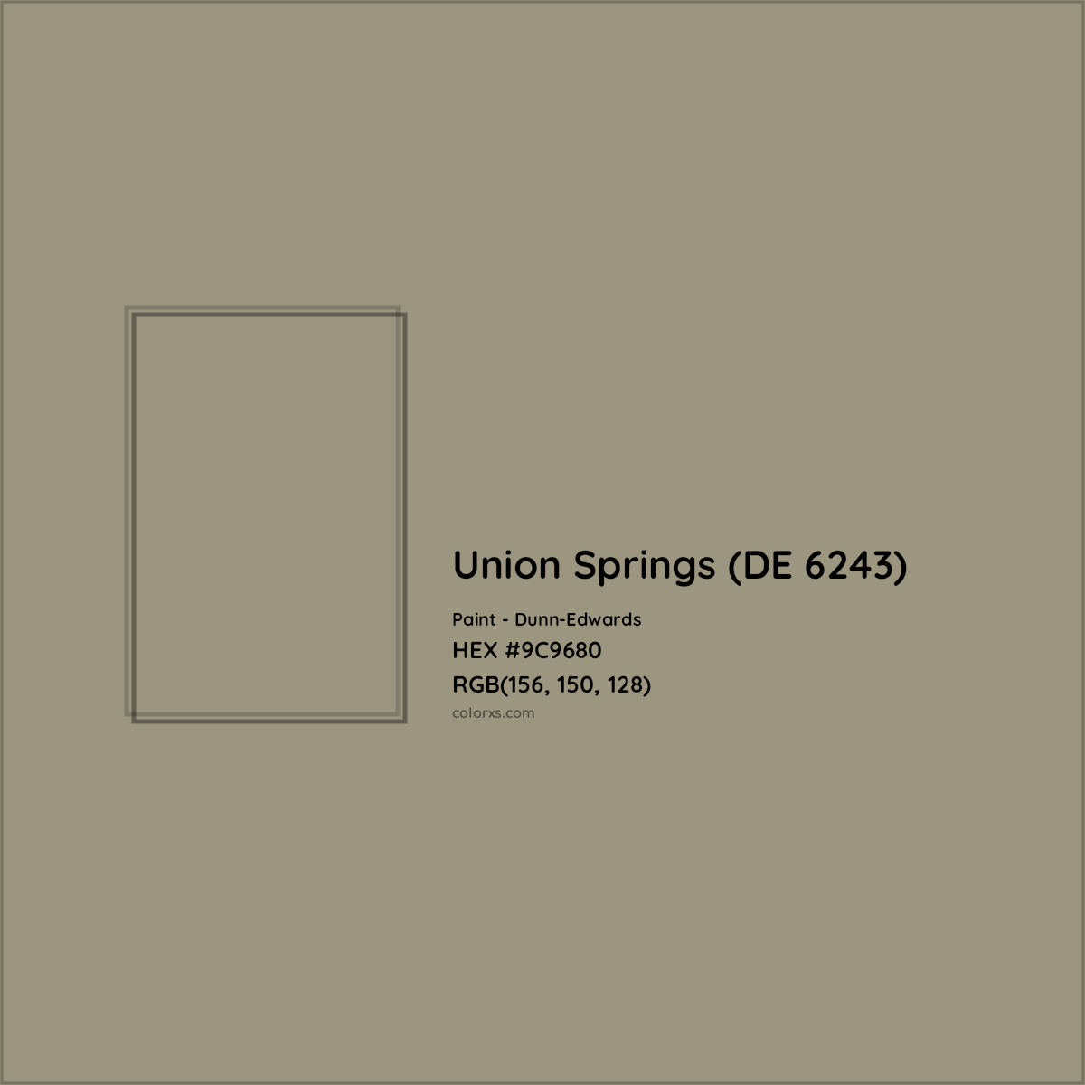 HEX #9C9680 Union Springs (DE 6243) Paint Dunn-Edwards - Color Code