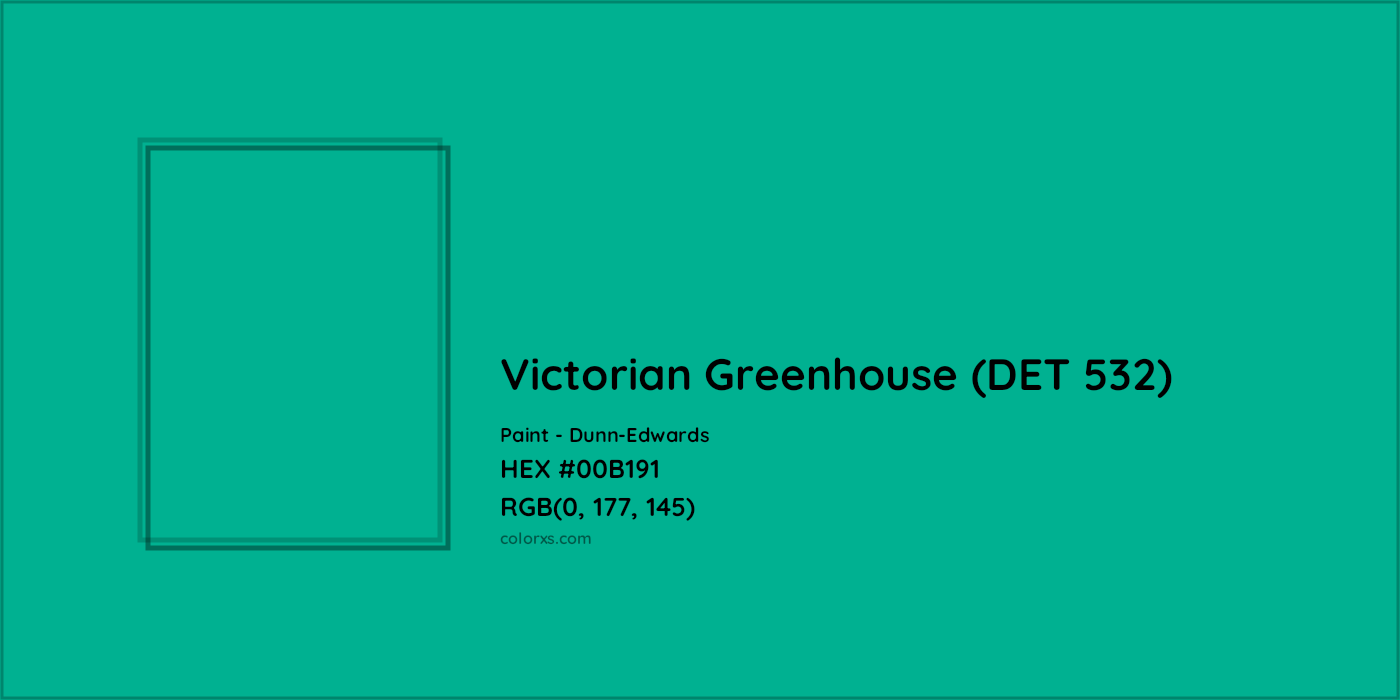 HEX #00B191 Victorian Greenhouse (DET 532) Paint Dunn-Edwards - Color Code