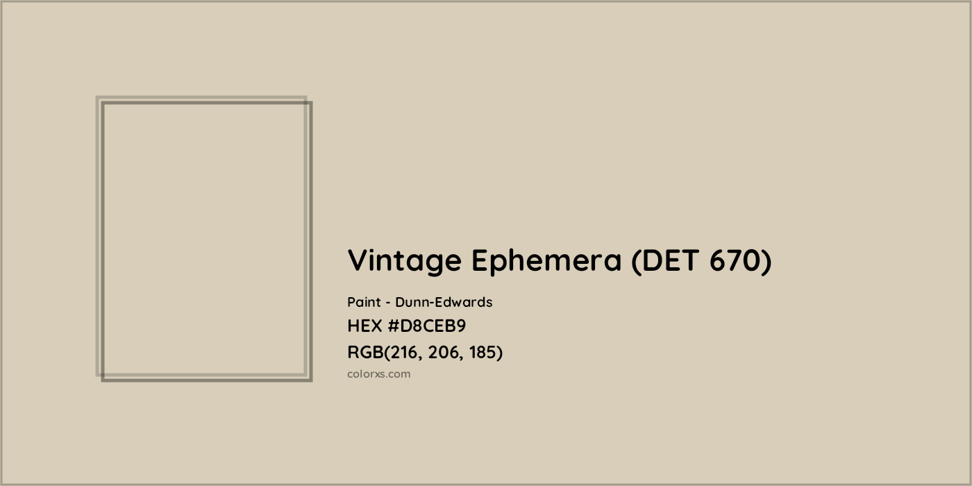 HEX #D8CEB9 Vintage Ephemera (DET 670) Paint Dunn-Edwards - Color Code