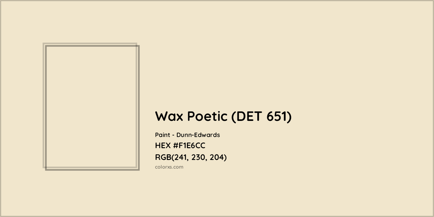 HEX #F1E6CC Wax Poetic (DET 651) Paint Dunn-Edwards - Color Code