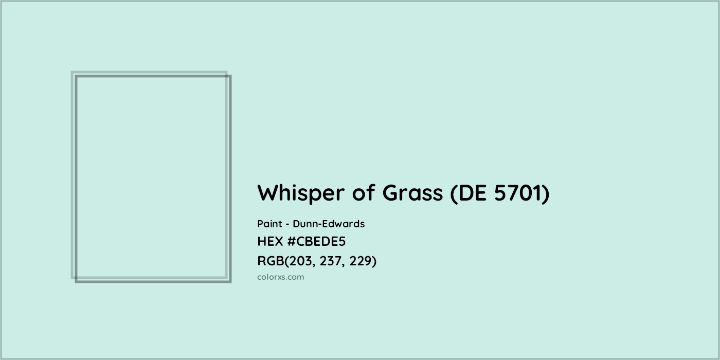 HEX #CBEDE5 Whisper of Grass (DE 5701) Paint Dunn-Edwards - Color Code