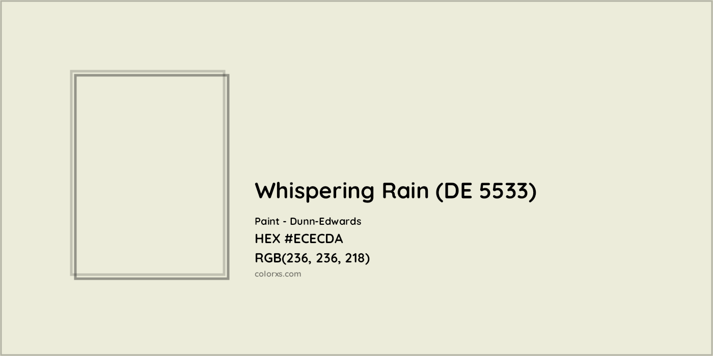 HEX #ECECDA Whispering Rain (DE 5533) Paint Dunn-Edwards - Color Code