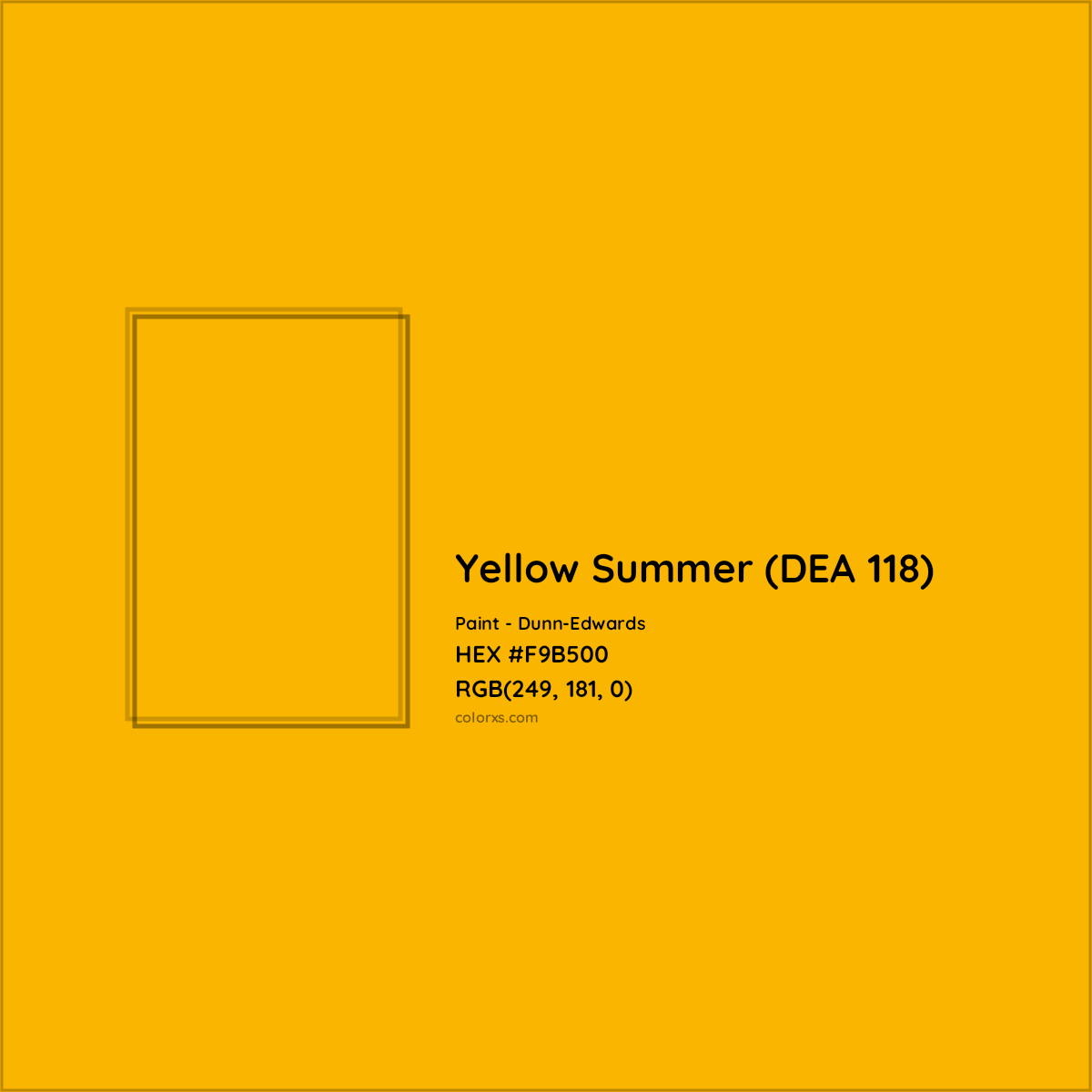 HEX #F9B500 Yellow Summer (DEA 118) Paint Dunn-Edwards - Color Code