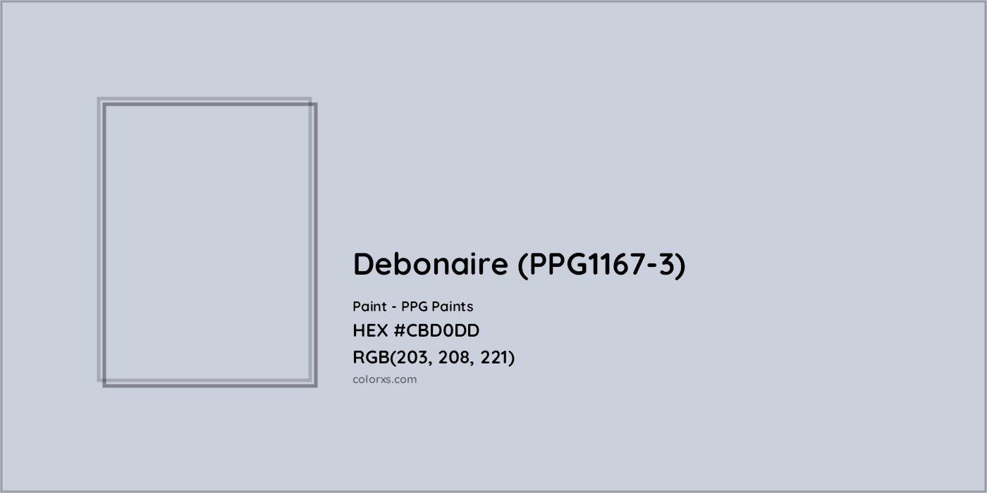HEX #CBD0DD Debonaire (PPG1167-3) Paint PPG Paints - Color Code