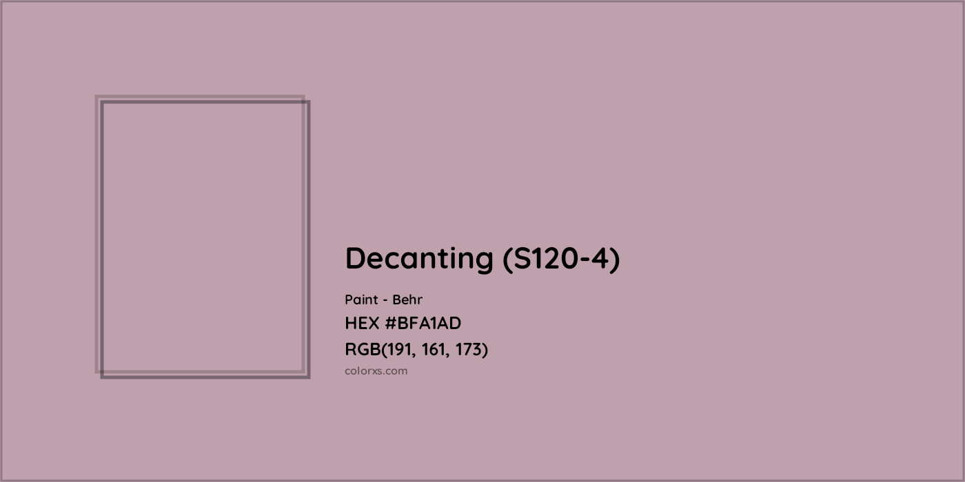 HEX #BFA1AD Decanting (S120-4) Paint Behr - Color Code