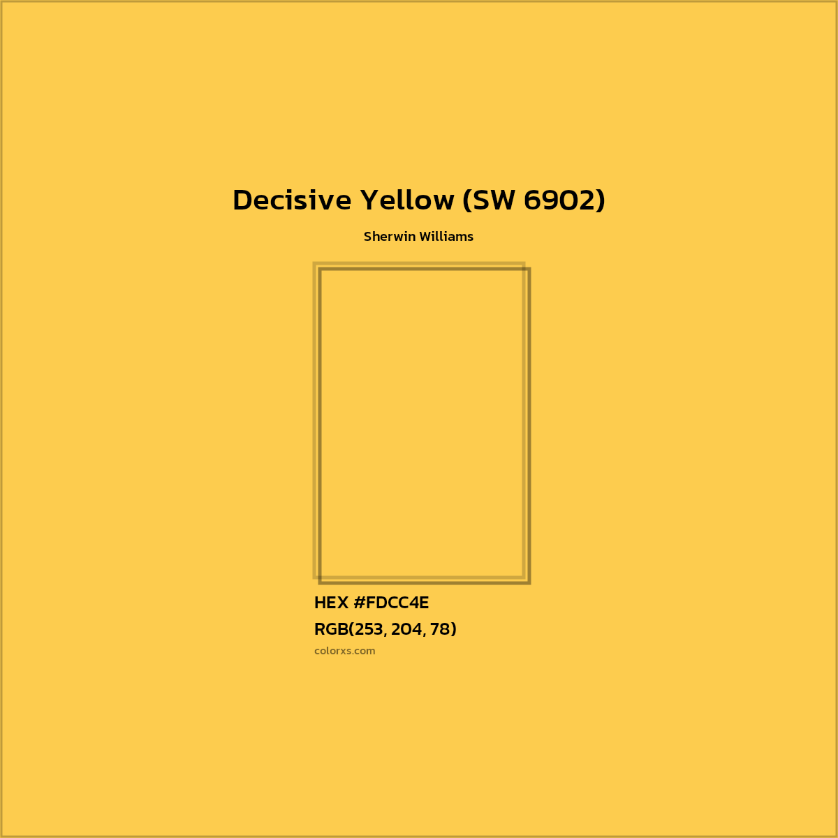 HEX #FDCC4E Decisive Yellow (SW 6902) Paint Sherwin Williams - Color Code