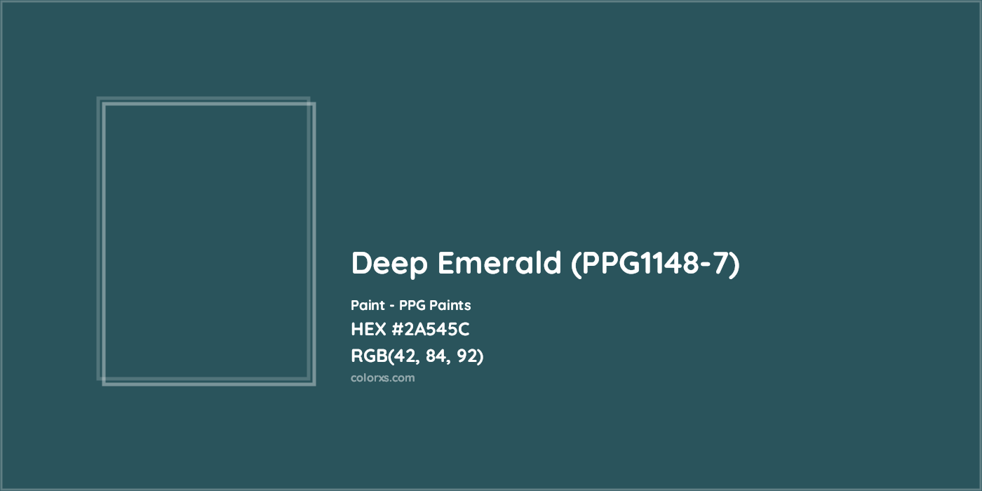 HEX #2A545C Deep Emerald (PPG1148-7) Paint PPG Paints - Color Code