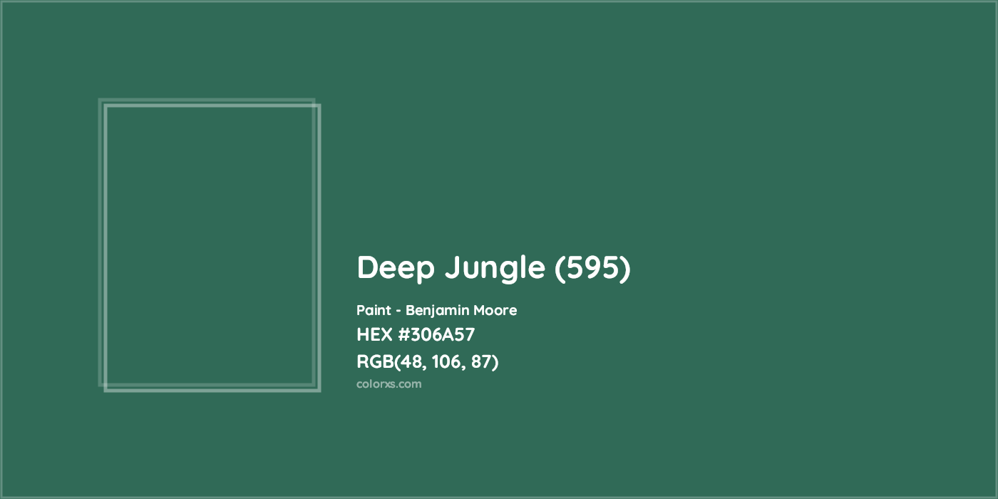 HEX #306A57 Deep Jungle (595) Paint Benjamin Moore - Color Code