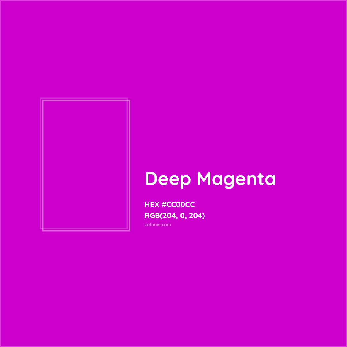 HEX #CC00CC Deep Magenta Color - Color Code